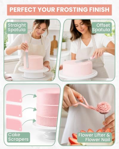 165PCs Cake Decorating Kit with Video Course for Beginners & Pros in Light Pink, alternate view 4
