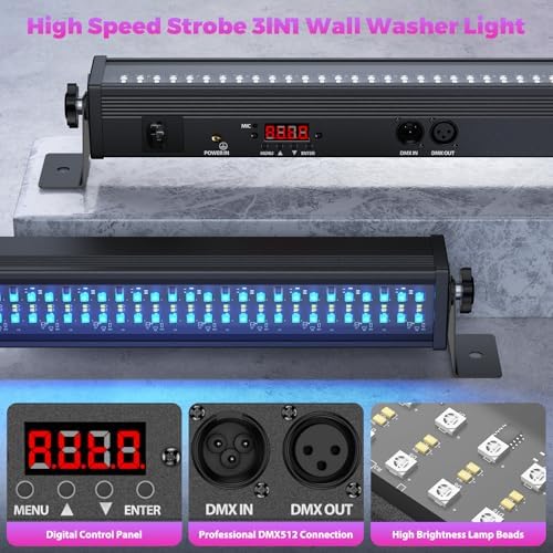 168W LED Wall Washer Light, 336 LEDs RGBW Stage Wash Lights Bar, 40" Aluminium Light Bar Support DMX Control, alternate view
