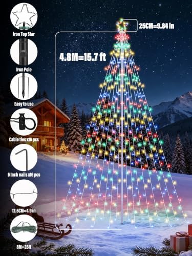 16Ft Color Changing Christmas Tree Light, White to Multicolor, alternate view 5