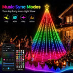 16FT Outdoor Christmas Tree Lights for Flagpole, DIY Music Sync App Control, alternate view 6