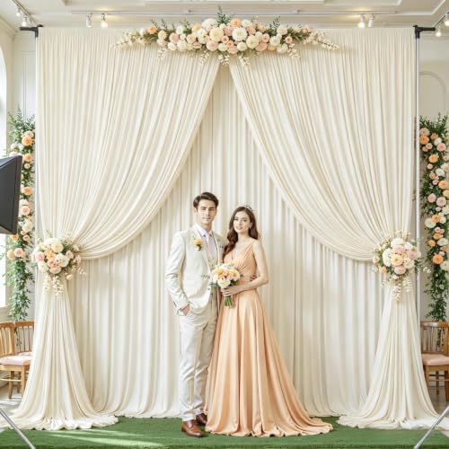 16ftx10ft Wrinkle Free Beige Backdrop Curtain - 10 Feet Photography Backdrop Drapes, Silky Polyester Back Drop, alternate