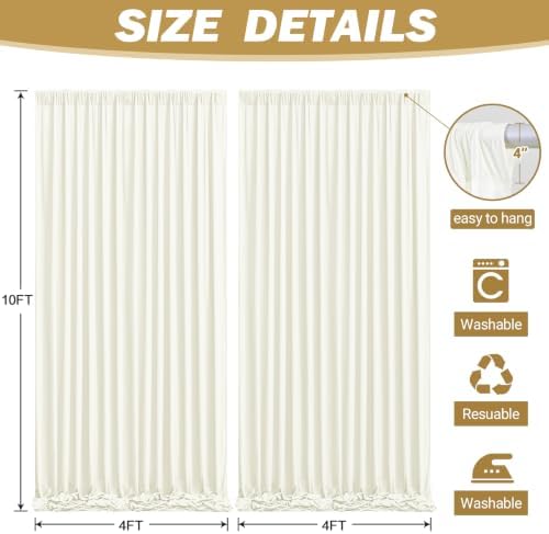 16ftx10ft Wrinkle Free Beige Backdrop Curtain - 10 Feet Photography Backdrop Drapes, Silky Polyester Back Drop, alternate