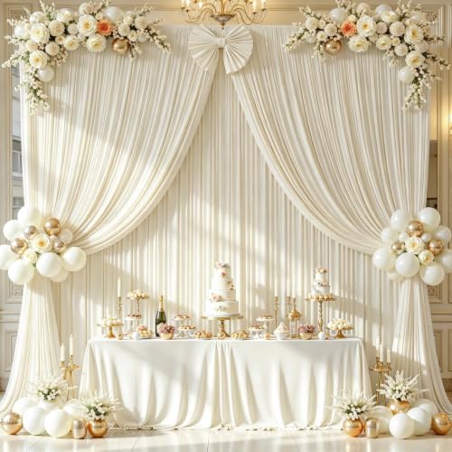 16ftx10ft Wrinkle Free Beige Backdrop Curtain - 10 Feet Photography Backdrop Drapes, Silky Polyester Back Drop, alternate
