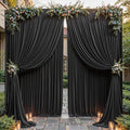 16ftx10ft Wrinkle Free Black Backdrop Curtain - 10 Feet Photography Backdrop Drapes, Silky Polyester Back Drop