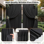 16ftx10ft Wrinkle Free Black Backdrop Curtain - 10 Feet Photography Backdrop Drapes, Silky Polyester Back Drop, alternate