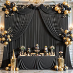 16ftx10ft Wrinkle Free Black Backdrop Curtain - 10 Feet Photography Backdrop Drapes, Silky Polyester Back Drop, alternate