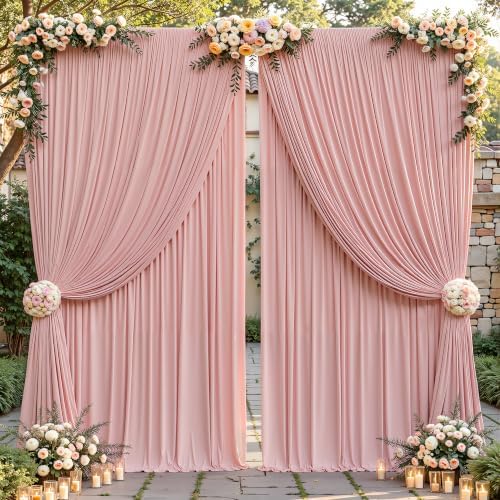 16ftx10ft Wrinkle Free Dusty Rose Backdrop Curtain - 10 Feet Photography Backdrop Drapes, Silky Polyester Back