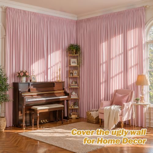 16ftx10ft Wrinkle Free Dusty Rose Backdrop Curtain - 10 Feet Photography Backdrop Drapes, Silky Polyester Back, alternate
