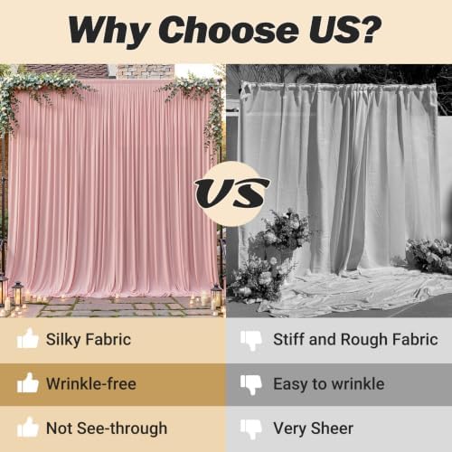 16ftx10ft Wrinkle Free Dusty Rose Backdrop Curtain - 10 Feet Photography Backdrop Drapes, Silky Polyester Back, alternate