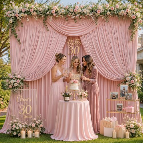 16ftx10ft Wrinkle Free Dusty Rose Backdrop Curtain - 10 Feet Photography Backdrop Drapes, Silky Polyester Back, alternate