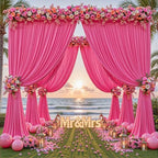 16ftx10ft Wrinkle Free Hot Pink Backdrop Curtain - 10 Feet Photography Backdrop Drapes, Silky Polyester Back, alternate view
