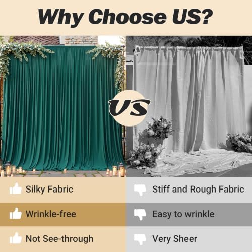 16ftx10ft Wrinkle Free Hunter Green Backdrop Curtain - 10 Feet Photography Backdrop Drapes, Silky Polyester Back, alternate