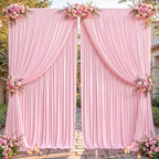 16ftx10ft Wrinkle Free Pink Backdrop Curtain - 10 Feet Photography Backdrop Drapes, Silky Polyester Back Drop