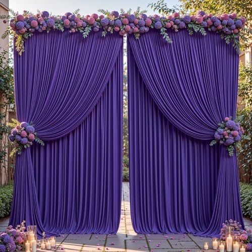 16ftx10ft Wrinkle Free Purple Backdrop Curtain - 10 Feet Photography Backdrop Drapes, Silky Polyester Back Drop