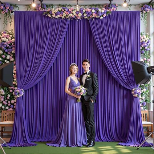 16ftx10ft Wrinkle Free Purple Backdrop Curtain - 10 Feet Photography Backdrop Drapes, Silky Polyester Back Drop, alternate