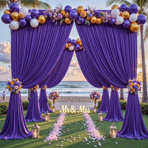 16ftx10ft Wrinkle Free Purple Backdrop Curtain - 10 Feet Photography Backdrop Drapes, Silky Polyester Back Drop, alternate