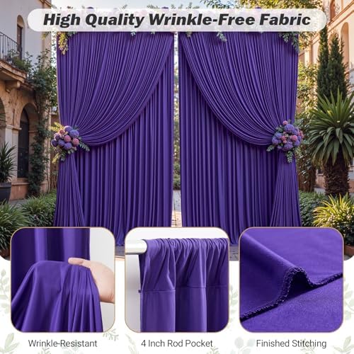 16ftx10ft Wrinkle Free Purple Backdrop Curtain - 10 Feet Photography Backdrop Drapes, Silky Polyester Back Drop, alternate