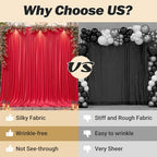 16ftx10ft Wrinkle Free Red Backdrop Curtain - 10 Feet Photography Backdrop Drapes, Silky Polyester Back Drop, alternate view