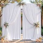 16ftx10ft Wrinkle Free White Backdrop Curtain - 10 Feet Photography Backdrop Drapes, Silky Polyester Back Drop