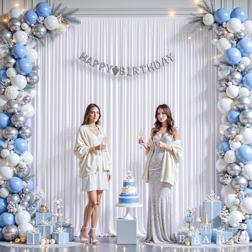 16ftx10ft Wrinkle Free White Backdrop Curtain - 10 Feet Photography Backdrop Drapes, Silky Polyester Back Drop, alternate