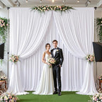 16ftx10ft Wrinkle Free White Backdrop Curtain - 10 Feet Photography Backdrop Drapes, Silky Polyester Back Drop, alternate