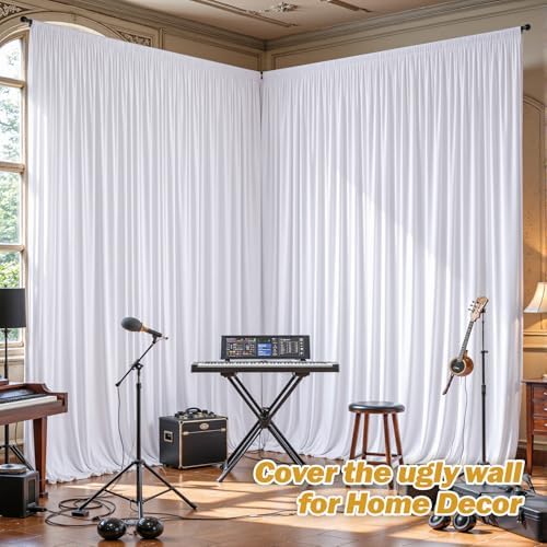 16ftx10ft Wrinkle Free White Backdrop Curtain - 10 Feet Photography Backdrop Drapes, Silky Polyester Back Drop, alternate