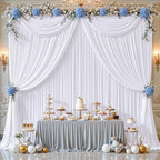16ftx10ft Wrinkle Free White Backdrop Curtain - 10 Feet Photography Backdrop Drapes, Silky Polyester Back Drop, alternate