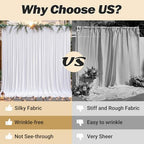 16ftx10ft Wrinkle Free White Backdrop Curtain - 10 Feet Photography Backdrop Drapes, Silky Polyester Back Drop, alternate