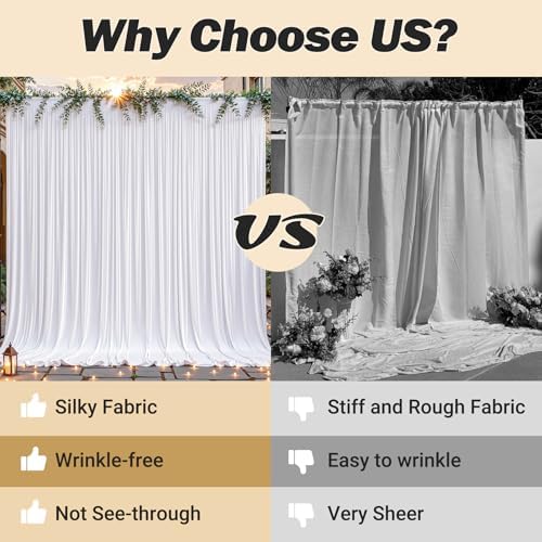16ftx10ft Wrinkle Free White Backdrop Curtain - 10 Feet Photography Backdrop Drapes, Silky Polyester Back Drop, alternate