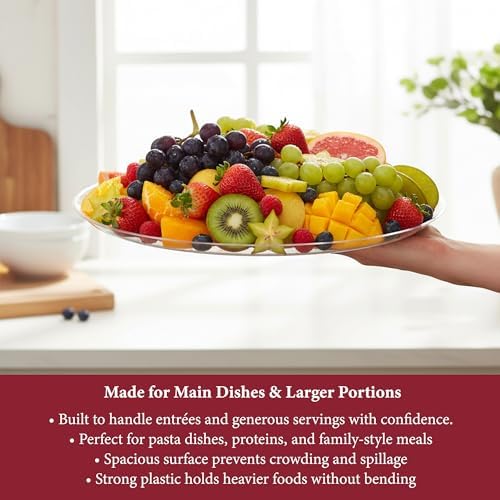 16in Clear Round Plastic Serving Trays, Disposable Platters, Set of 25 in 16" in Clear, alternate view 4