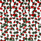 16Pcs 126Ft Red Rose Garland, Fake Rose Hanging Flowers, Artificial Flower Vine, Hanging Floral Vine Garland for