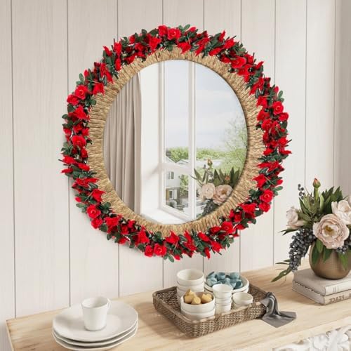 16Pcs 126Ft Red Rose Garland, Fake Rose Hanging Flowers, Artificial Flower Vine, Hanging Floral Vine Garland for, alternate