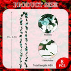 16Pcs 126Ft Teal&White Rose Garland, Fake Rose Hanging Flowers, Artificial Flower Vine, Hanging Floral Vine, alternate view 2