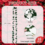 16Pcs 126Ft White Rose Garland, Fake Rose Hanging Flowers, Artificial Flower Vine, Hanging Floral Vine Garland, alternate
