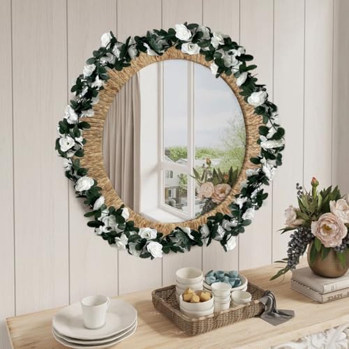 16Pcs 126Ft White Rose Garland, Fake Rose Hanging Flowers, Artificial Flower Vine, Hanging Floral Vine Garland, alternate