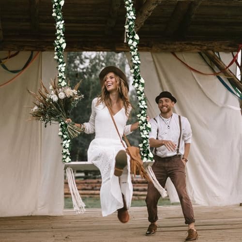 16Pcs 126Ft White Rose Garland, Fake Rose Hanging Flowers, Artificial Flower Vine, Hanging Floral Vine Garland, alternate