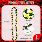 16Pcs 126Ft Yellow Rose Garland, Fake Rose Hanging Flowers, Artificial Flower Vine, Hanging Floral Vine Garland, alternate