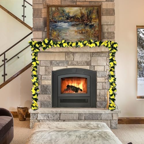 16Pcs 126Ft Yellow Rose Garland, Fake Rose Hanging Flowers, Artificial Flower Vine, Hanging Floral Vine Garland, alternate
