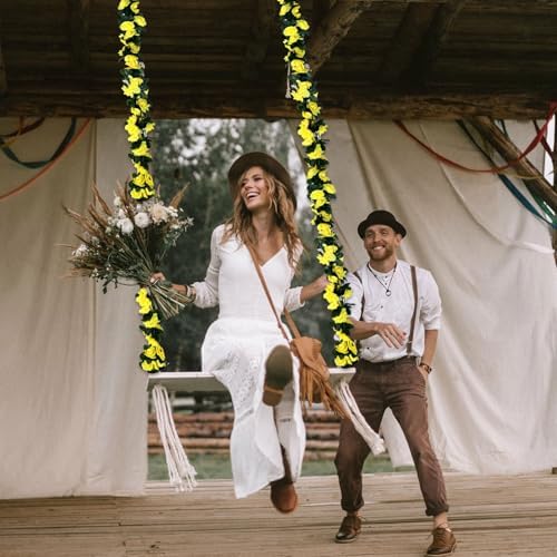 16Pcs 126Ft Yellow Rose Garland, Fake Rose Hanging Flowers, Artificial Flower Vine, Hanging Floral Vine Garland, alternate