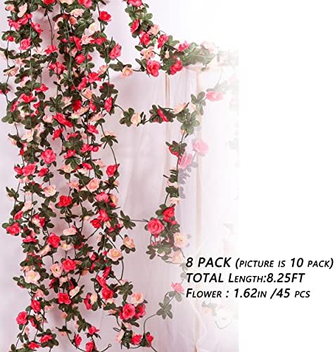 16Pcs 131FT Pink Flower Garland for Backdrop and Wedding Arch, alternate view 4