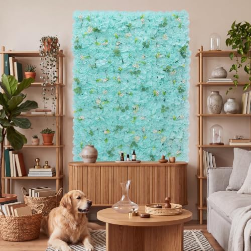 16pcs Artificial Flower Wall Floral Background-Light Blue in Light Blue, alternate view 3