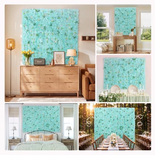 16pcs Artificial Flower Wall Floral Background-Light Blue in Light Blue, alternate view 7
