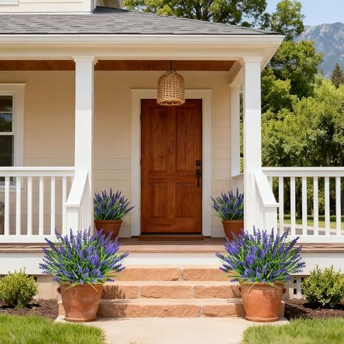 16PCS Artificial Flowers for Outdoors, Fake Lavender Plant, Purple, alternate view 4