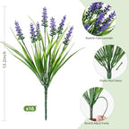 16PCS Artificial Flowers for Outdoors, Fake Lavender Plant, Purple, alternate view 5