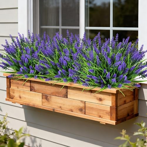 16PCS Artificial Flowers for Outdoors, Fake Lavender Plant, Purple, alternate view 6