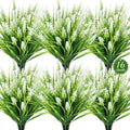 16PCS Artificial Flowers Outdoor, Fake White Monkey Grass Plants in White-2