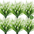 16PCS Artificial Flowers Outdoor, Fake White Monkey Grass Plants in White-2