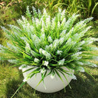 16PCS Artificial Flowers Outdoor, Fake White Monkey Grass Plants in White-2, alternate view 2