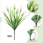 16PCS Artificial Flowers Outdoor, Fake White Monkey Grass Plants in White-2, alternate view 3