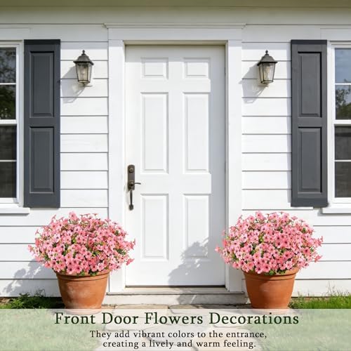 16PCS Artificial Pink Flowers for Outdoors, Fake Silk Pink Flowers, alternate view 3
